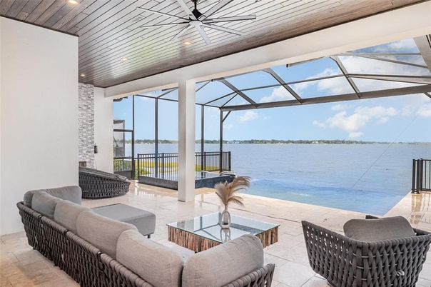 Glass Ceilings, Interior, Living room, Pool, Recessed Lighting, Sun Room, Water