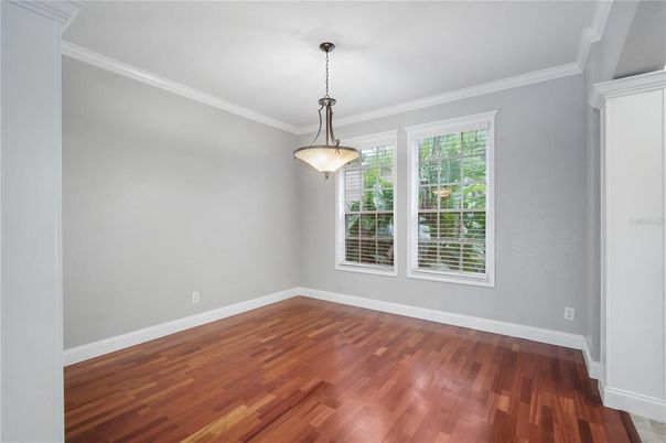 Empty room, Interior, Pendant Lights, Wood Texture Flooring