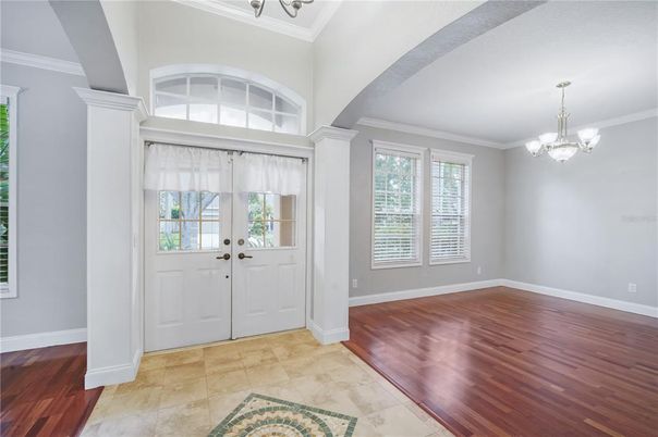 Chandelier, Empty room, Interior, Wood Texture Flooring