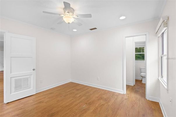 Bathroom, Empty room, Interior, Recessed Lighting, Wood Texture Flooring