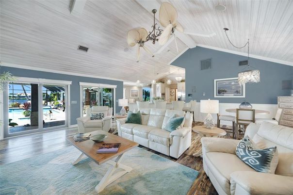 Dining room, Interior, Living room, Pendant Lights, Wood Texture Flooring
