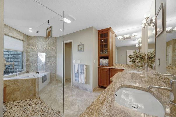 Bathroom, Dual Sink Vanities, Glass Shower, Interior, Recessed Lighting