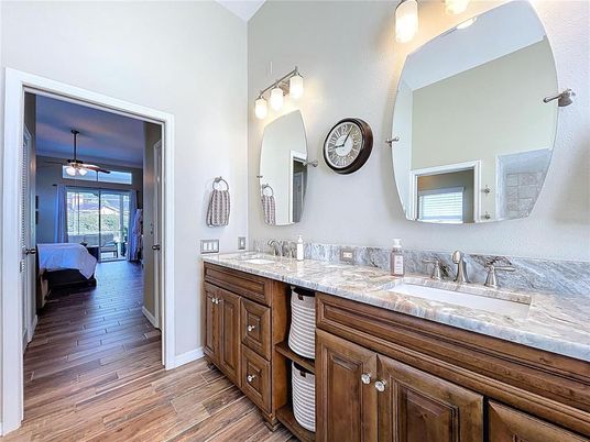 Bathroom, Dual Sink Vanities, Interior, Wood Texture Flooring