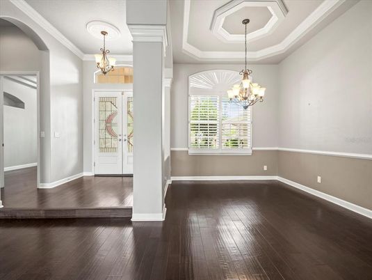 Chandelier, Interior, Wood Texture Flooring