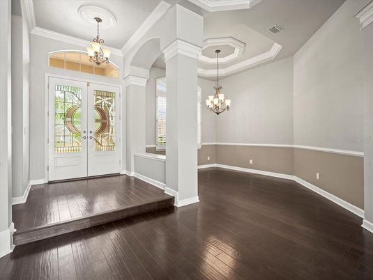 Chandelier, Interior, Wood Texture Flooring