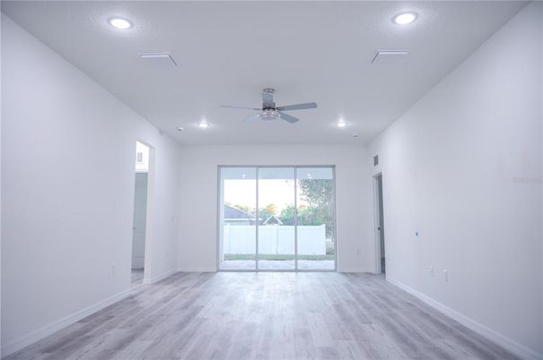Empty room, Interior, Recessed Lighting, Wood Texture Flooring