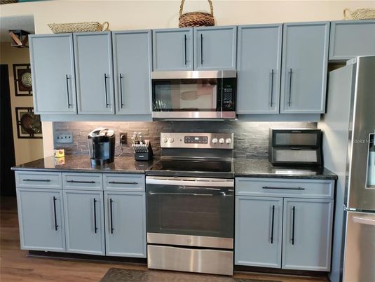 Interior, Kitchen, Stainless Steel Appliances, Wood Texture Flooring