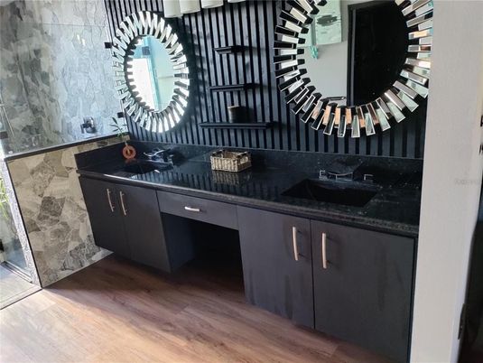 Bathroom, Dual Sink Vanities, Interior, Wood Texture Flooring