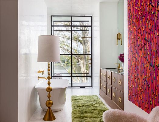 Bathroom, Free Standing Baths, Interior, Wood Texture Flooring