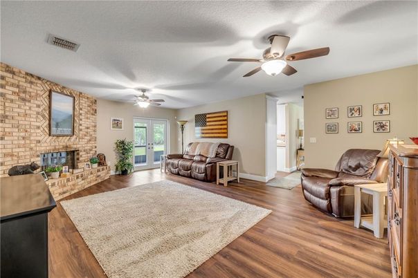 Fireplace, Interior, Stone Walls, Wood Texture Flooring