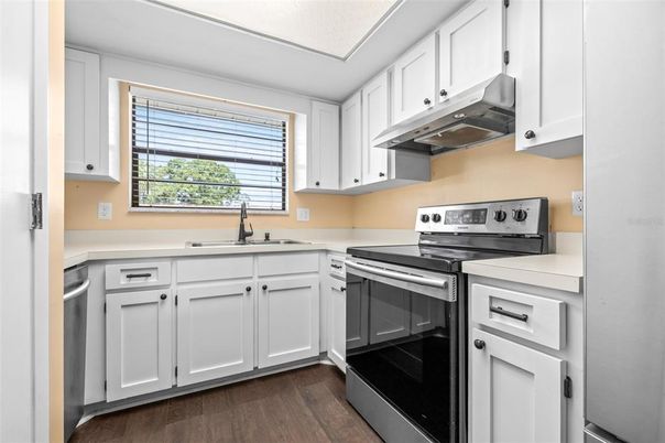 Interior, Kitchen, Stainless Steel Appliances, Wood Texture Flooring