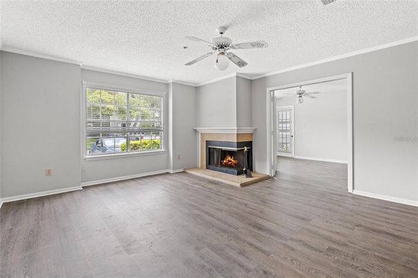 Empty room, Fireplace, Interior, Wood Texture Flooring