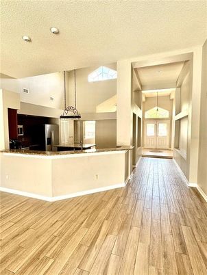 Interior, Kitchen, Pendant Lights, Recessed Lighting, Wood Texture Flooring