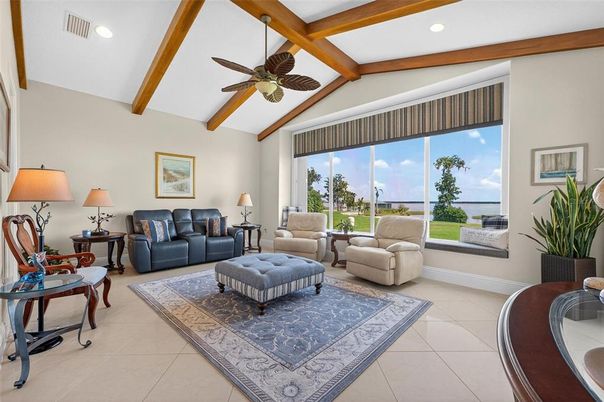 Interior, Living room, Recessed Lighting, Water, Wooden Beams