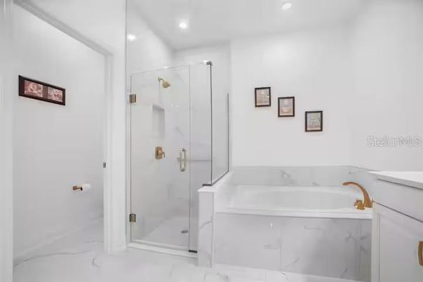 Bathroom, Glass Shower, Interior, Recessed Lighting