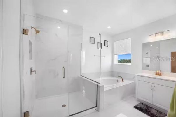 Bathroom, Glass Shower, Interior, Recessed Lighting