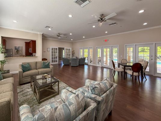 Dining room, Interior, Living room, Recessed Lighting, Wood Texture Flooring