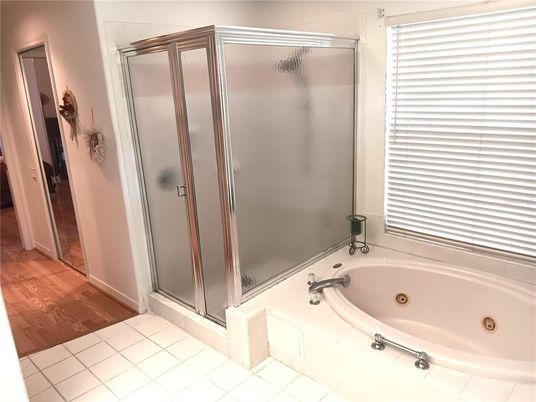 Bathroom, Glass Shower, Interior, Wood Texture Flooring