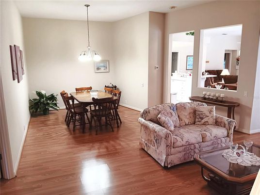 Dining room, Interior, Living room, Pendant Lights, Wood Texture Flooring