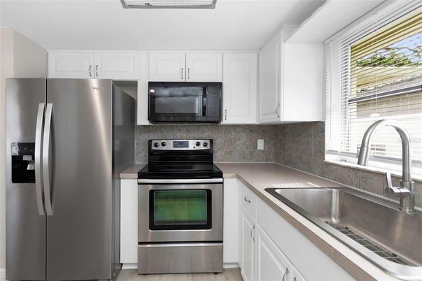 Interior, Kitchen, Stainless Steel Appliances, Wood Texture Flooring