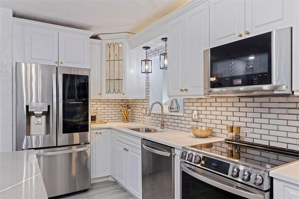 Interior, Kitchen, Stainless Steel Appliances, Wood Texture Flooring