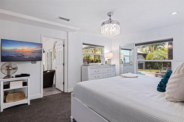 Bedroom, Chandelier, Interior, Recessed Lighting