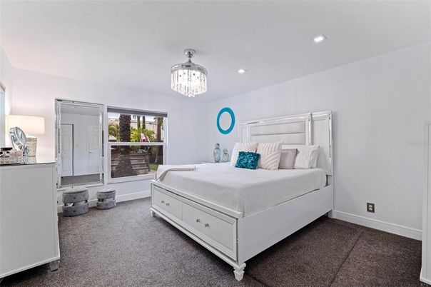 Bedroom, Chandelier, Interior, Recessed Lighting
