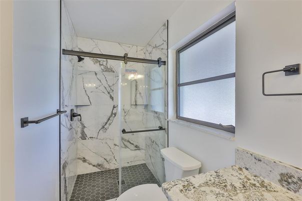 Bathroom, Glass Shower, Interior, Marble Walls