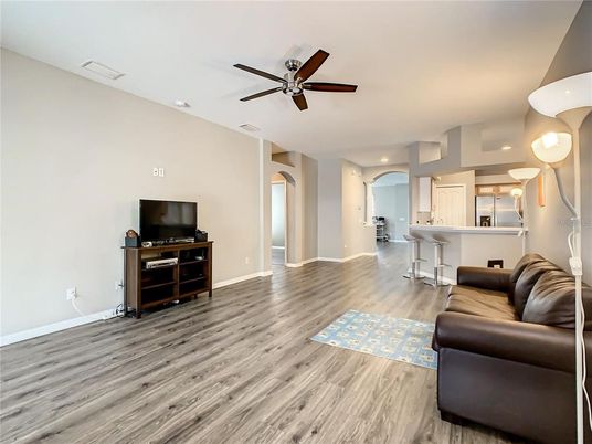 Interior, Living room, Recessed Lighting, Wood Texture Flooring