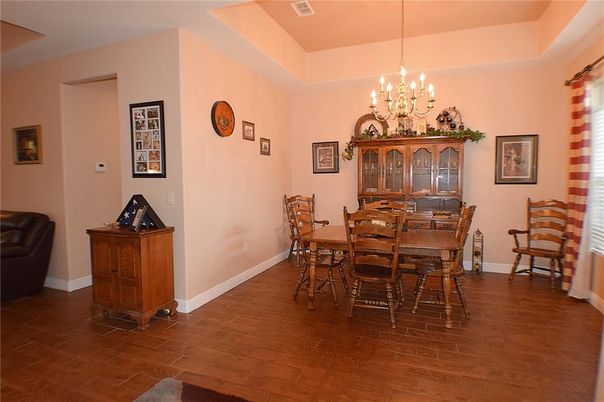 Chandelier, Dining room, Interior, Wood Texture Flooring