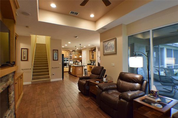 Interior, Kitchen, Living room, Pendant Lights, Recessed Lighting, Stainless Steel Appliances, Wood Texture Flooring