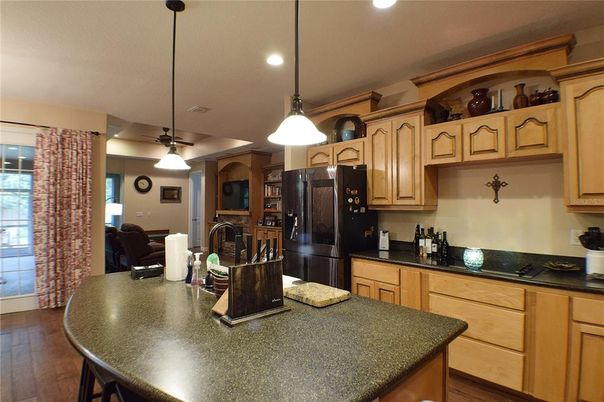 Interior, Kitchen, Pendant Lights, Recessed Lighting, Wood Texture Flooring