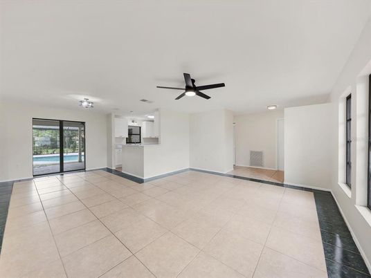 Empty room, Interior, Kitchen, Recessed Lighting