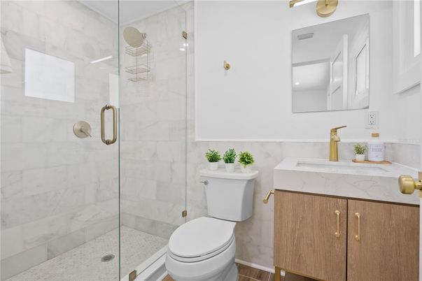 Bathroom, Glass Shower, Interior, Marble Walls