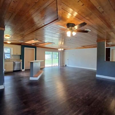 Chandelier, Empty room, Interior, Kitchen, Wooden Ceilings, Wood Texture Flooring