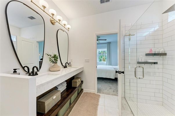 Bathroom, Bedroom, Dual Sink Vanities, Glass Shower, Interior
