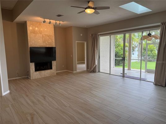 Empty room, Fireplace, Interior, Wood Texture Flooring