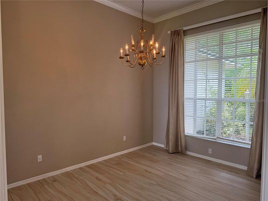 Chandelier, Empty room, Interior, Wood Texture Flooring