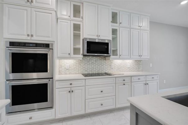 Interior, Kitchen, Marble, Recessed Lighting, Stainless Steel Appliances