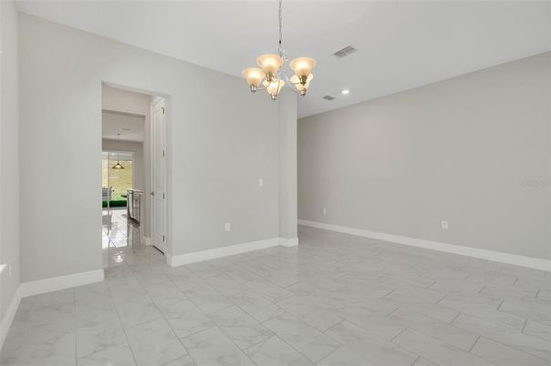 Chandelier, Empty room, Interior, Marble, Recessed Lighting