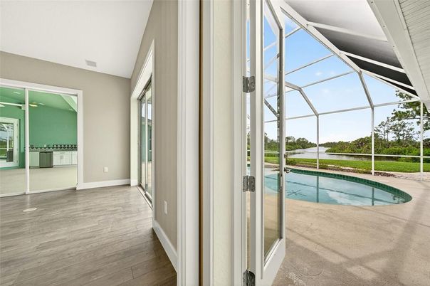 Glass Ceilings, Interior, Pool, Sun Room, Water, Wood Texture Flooring