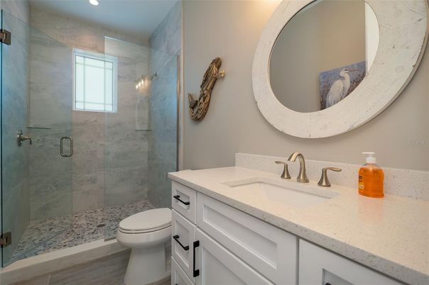 Bathroom, Glass Shower, Interior, Recessed Lighting
