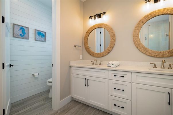 Bathroom, Dual Sink Vanities, Interior, Wood Texture Flooring