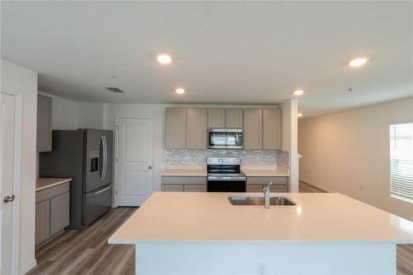 Interior, Kitchen, Recessed Lighting, Wood Texture Flooring