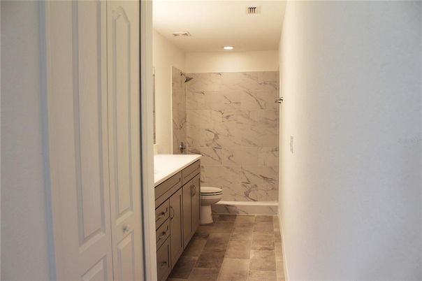 Bathroom, Interior, Marble Walls, Recessed Lighting