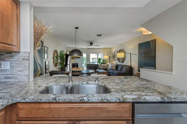 Fireplace, Interior, Kitchen, Living room, Pendant Lights