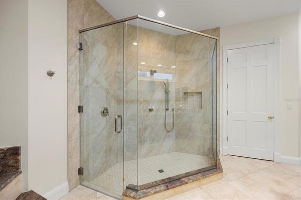 Bathroom, Glass Shower, Interior, Recessed Lighting
