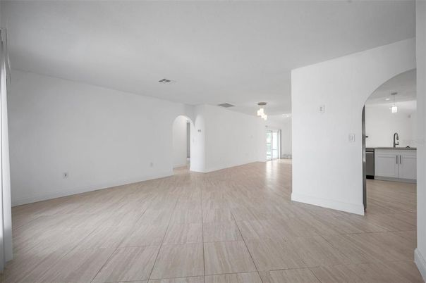 Empty room, Interior, Kitchen, Pendant Lights