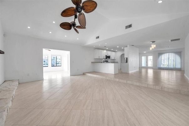 Chandelier, Empty room, Interior, Kitchen, Recessed Lighting