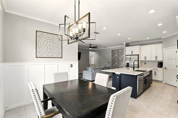 Dining room, Interior, Kitchen, Living room, Pendant Lights, Recessed Lighting